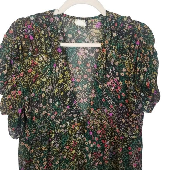 Anthropologie Akemi+Kin Womens XS Green Floral Val - Picture 3 of 9